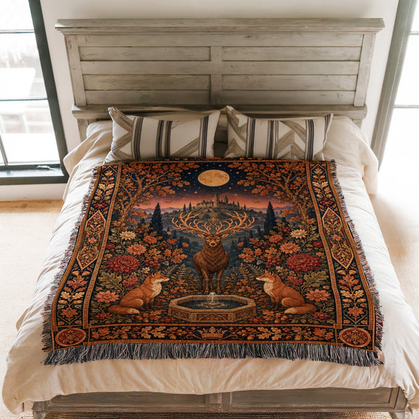 The Stag of the Autumn Moon Blanket
