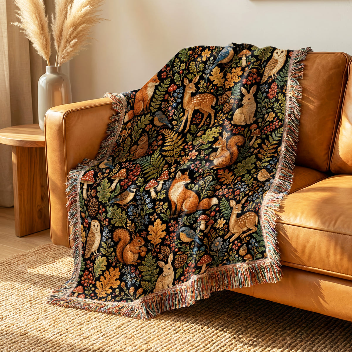 Woodland Animals Tapestry Blanket