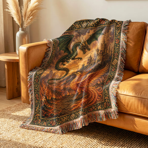 The Dragon & Phoenix at Dusk Blanket