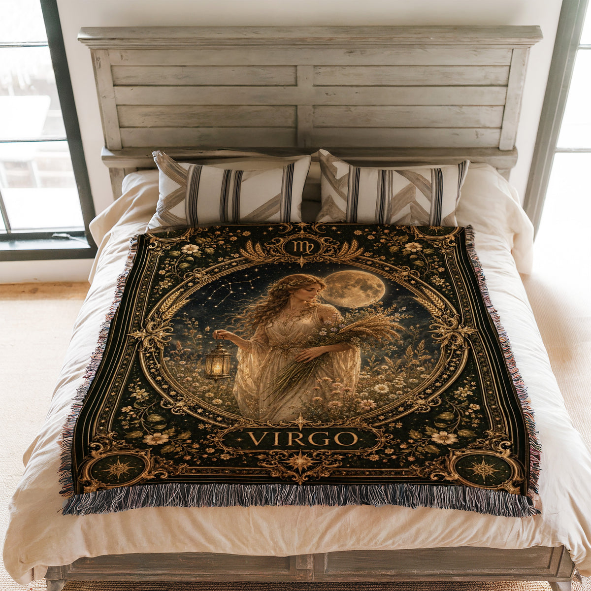 Virgo Moonlit Harvest Maiden Zodiac Blanket