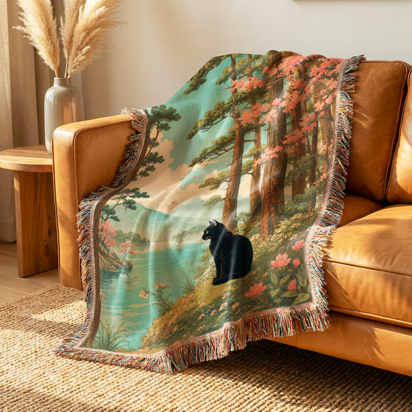 Lakeside Pines Black Cat Blanket