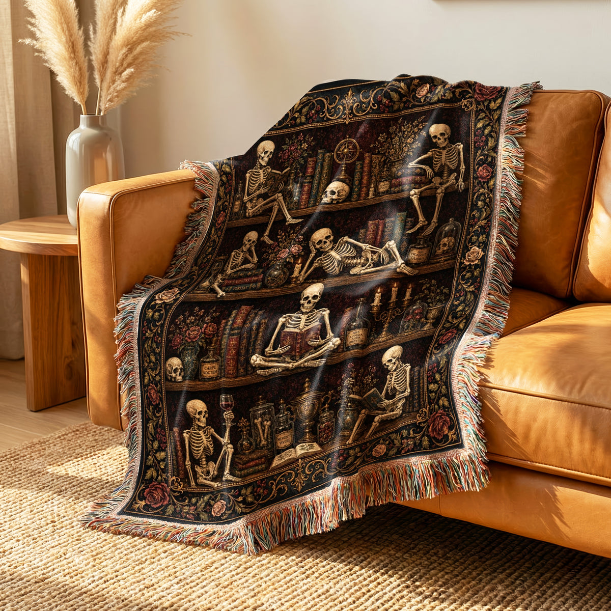 Skeleton Scholars Library Blanket