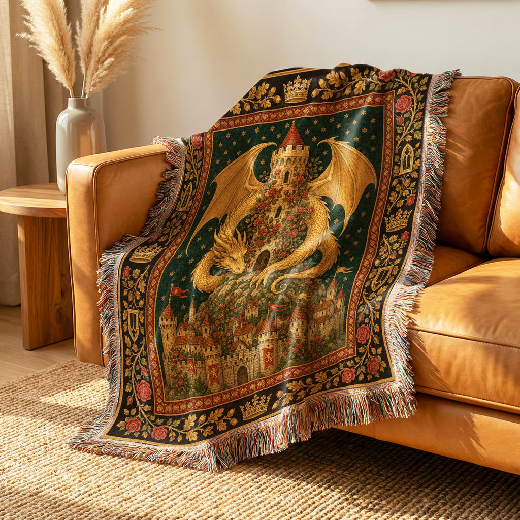 The Golden Dragon Tower Blanket