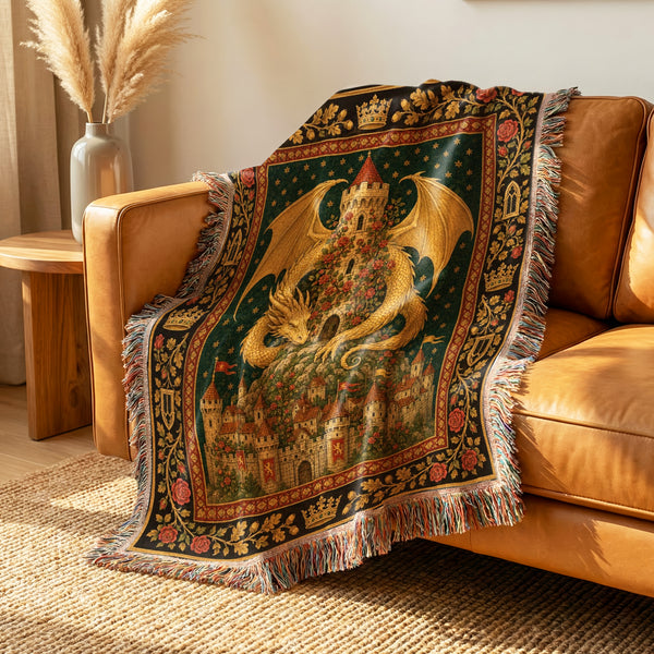 The Golden Dragon Tower Blanket