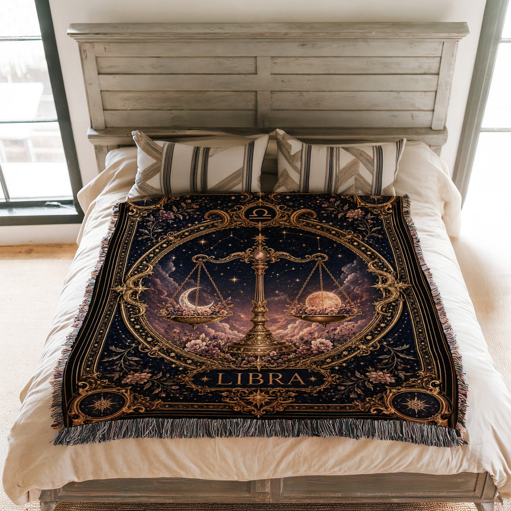 Libra Celestial Balance Scales Zodiac Blanket