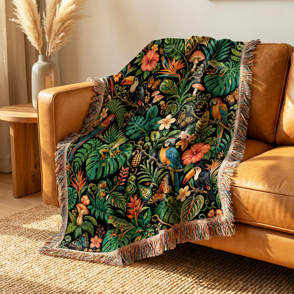 Tropical Birds Jungle Blanket