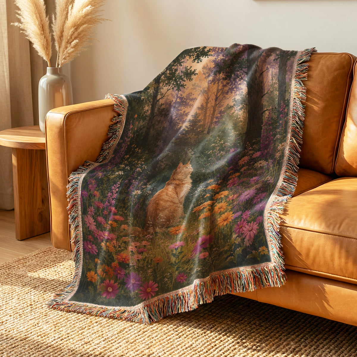 Dusk Wildflower Ginger Cat Blanket