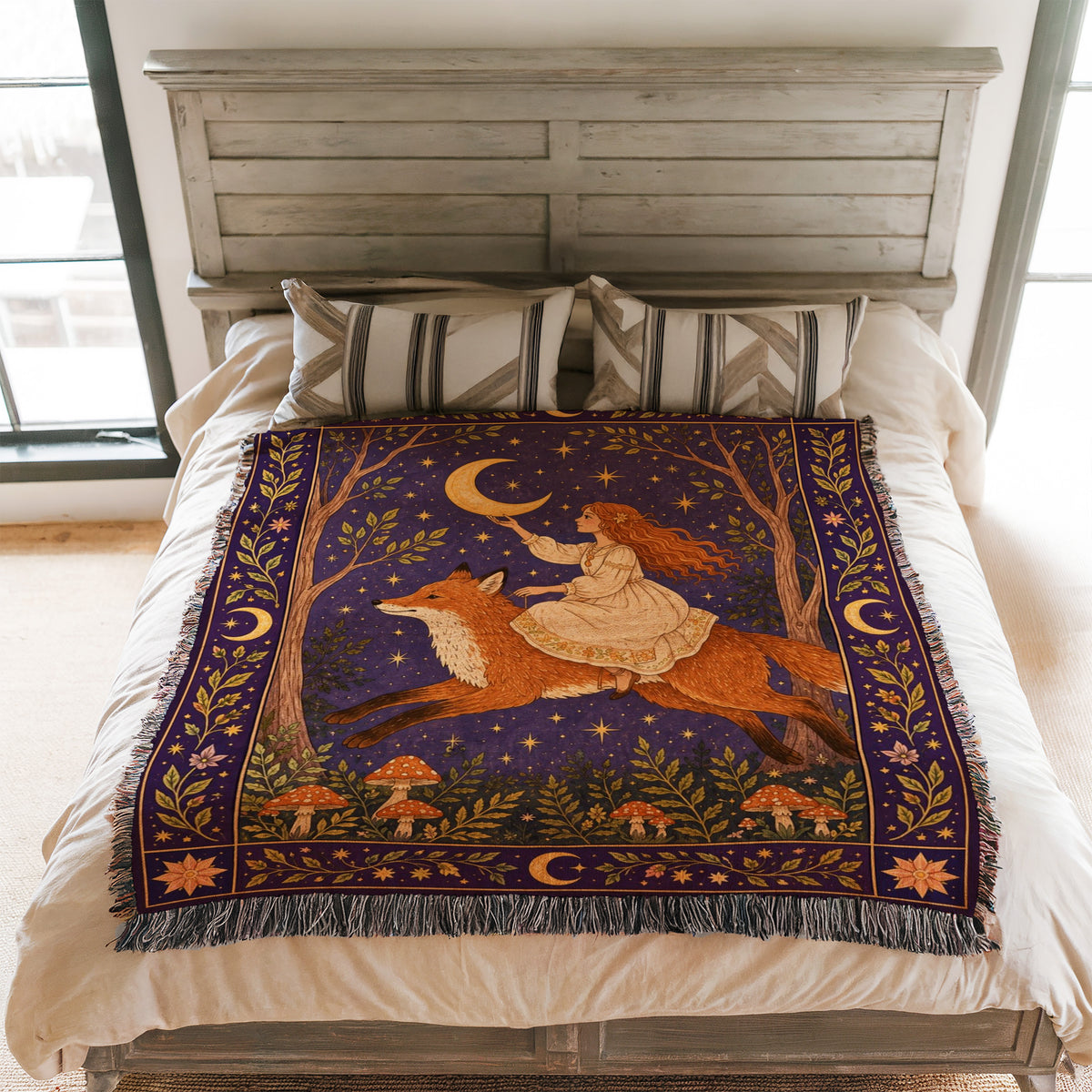 Crescent Moon Fox Blanket