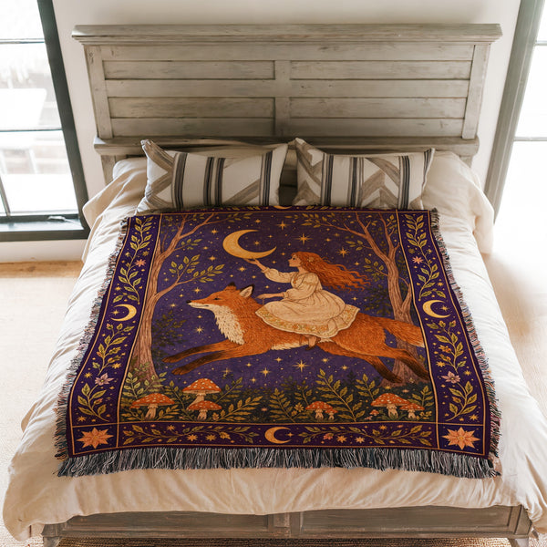 Crescent Moon Fox Blanket
