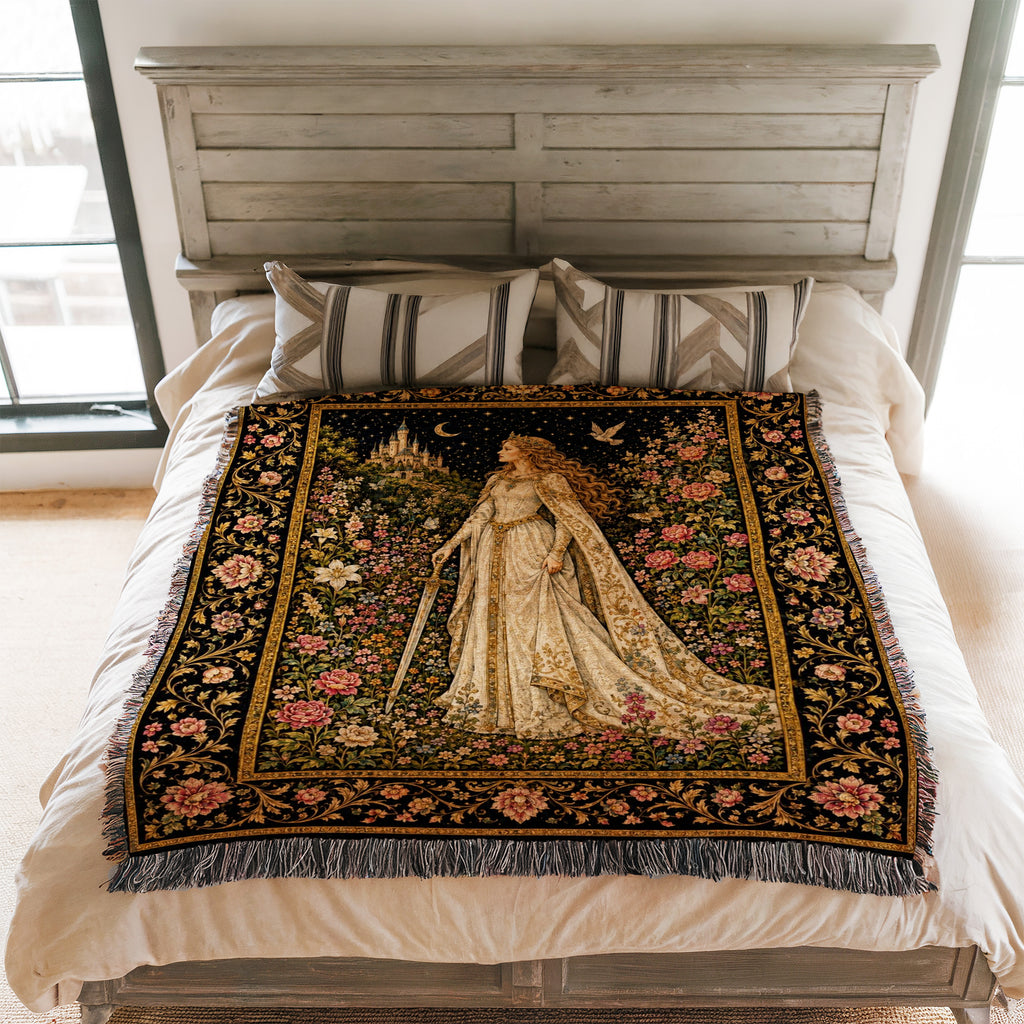 The Lady of the Moonlit Rose Garden Blanket