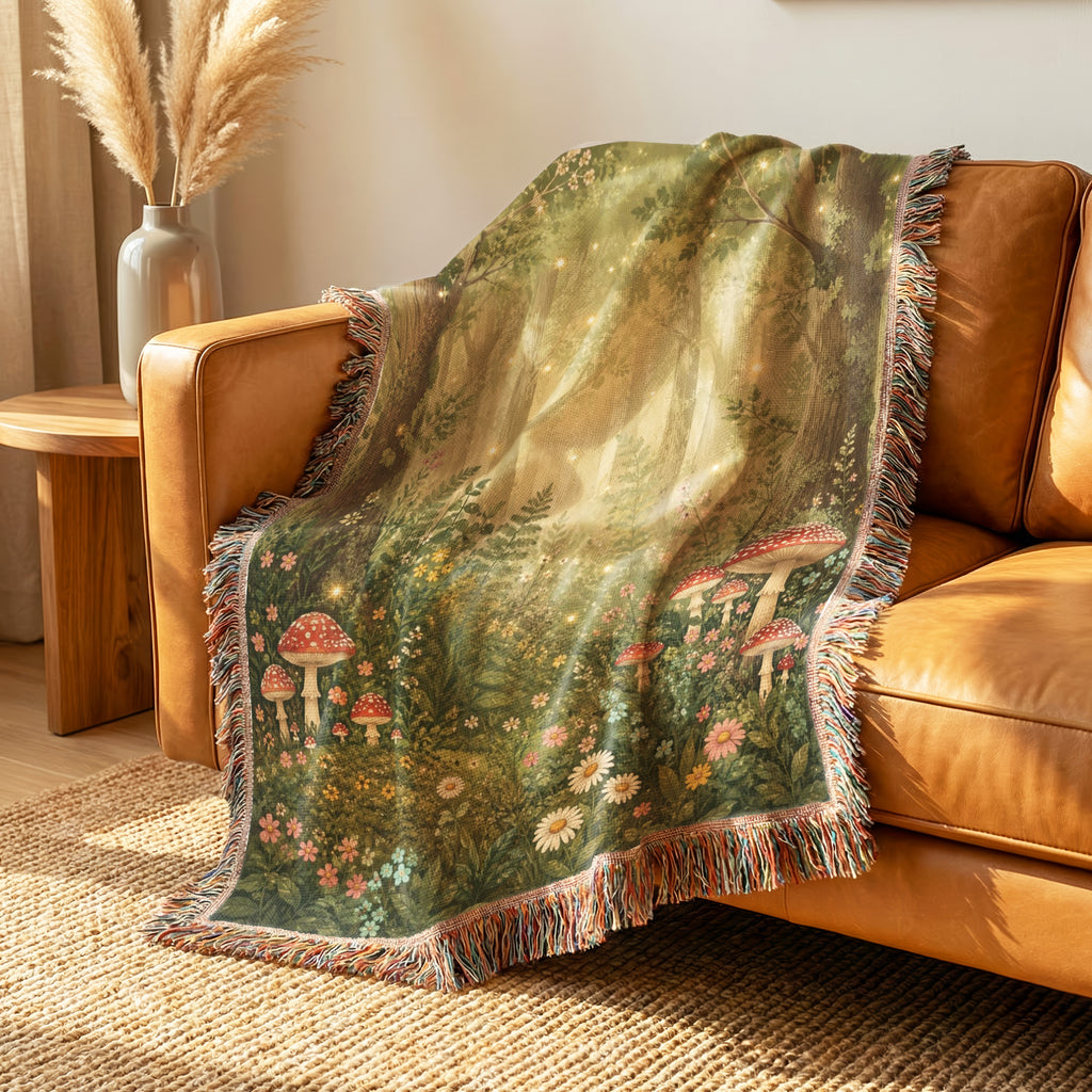 The Fairylight Mushroom Meadow Blanket