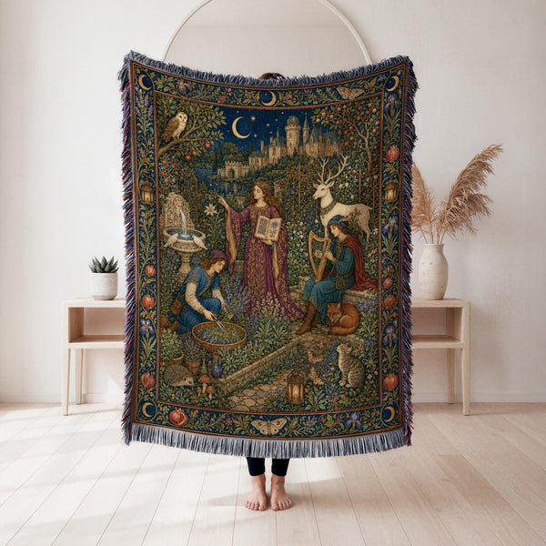 The Moonlit Scholar Garden Blanket