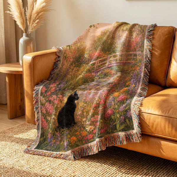 Garden Bridge Black Cat Blanket