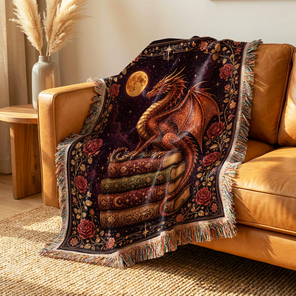 Crimson Moon Dragon Blanket