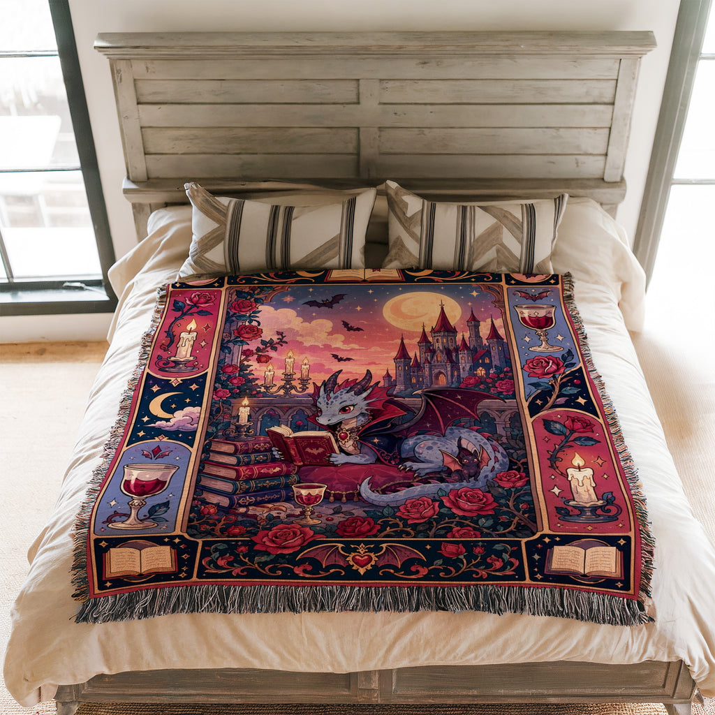 Crimson Castle Dragon Reader Blanket