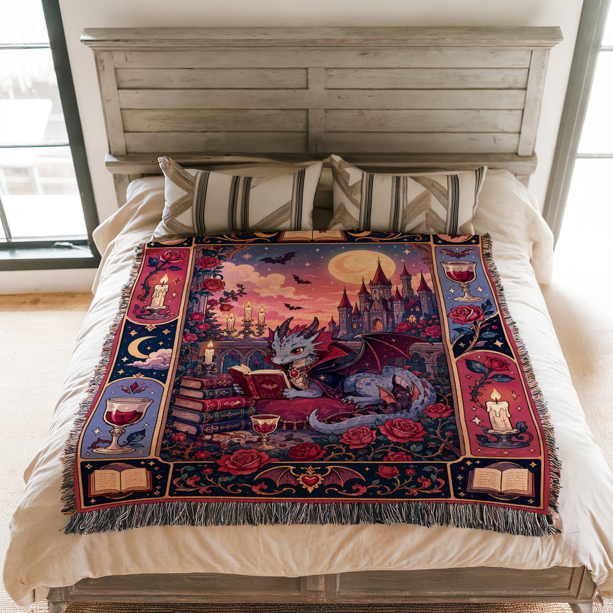 Crimson Castle Dragon Reader Blanket