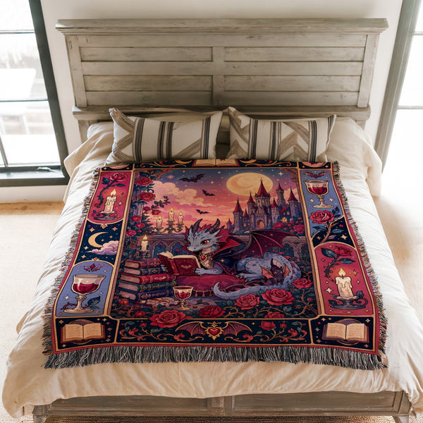 Crimson Castle Dragon Reader Blanket
