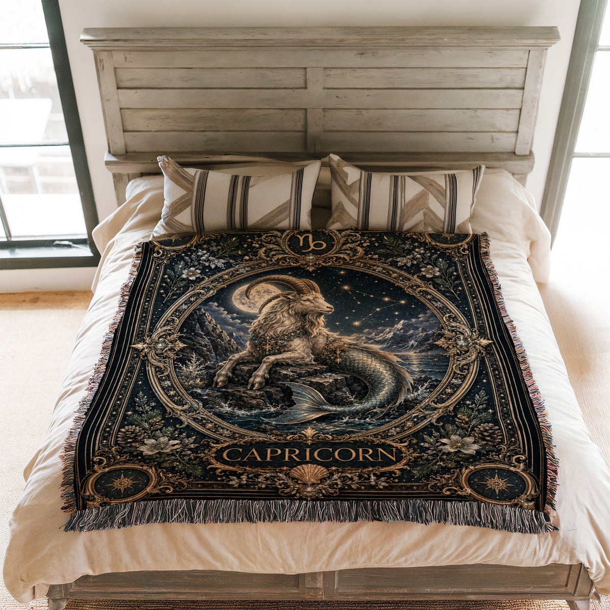 Capricorn Moonlit Sea-Goat Zodiac Blanket
