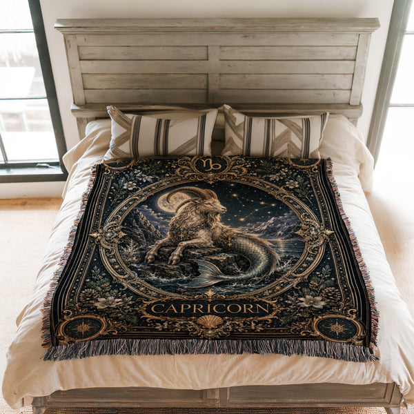 Capricorn Moonlit Sea-Goat Zodiac Blanket