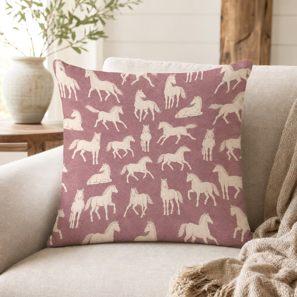 Mauve Meadow Horses – Equestrian Pillow