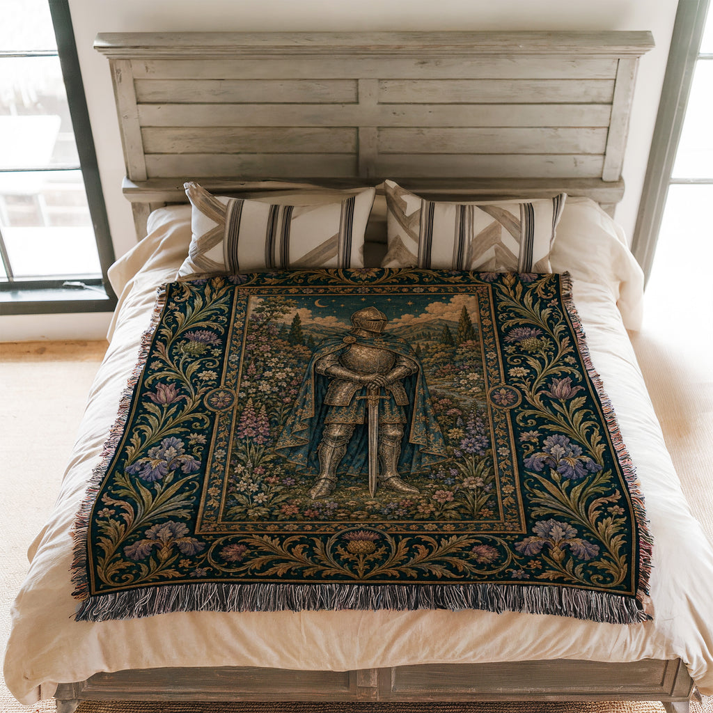 The Moonlit Blue Knight Blanket