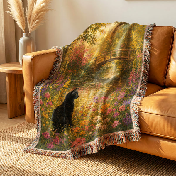 Wildflower Pond Black Cat Blanket