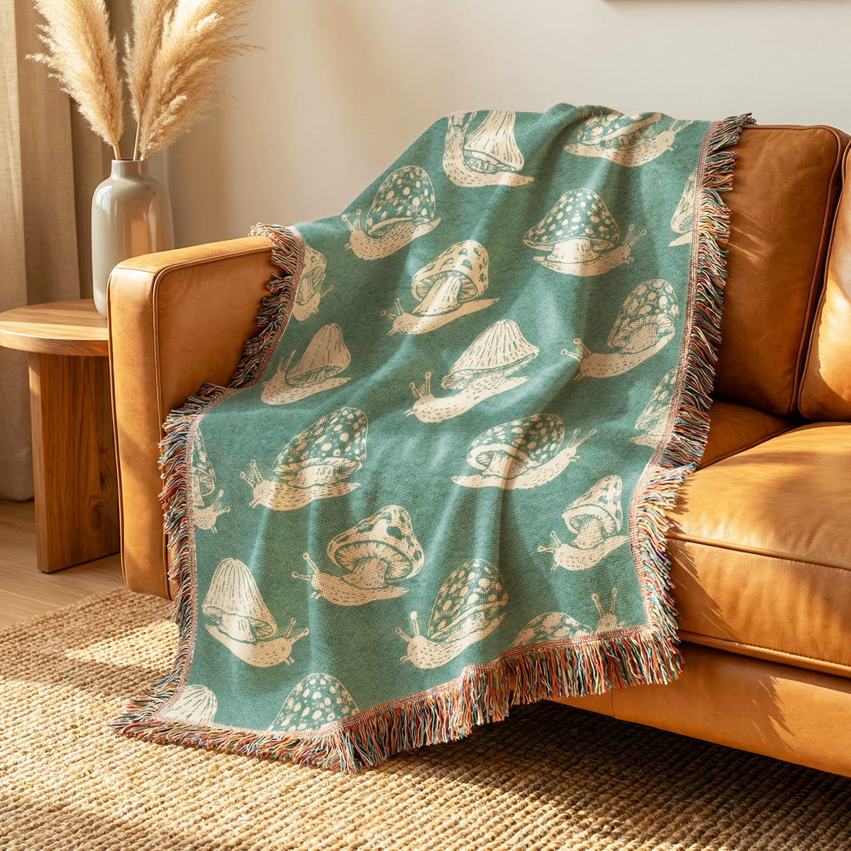 Mushroom Snail Woodland Blanket