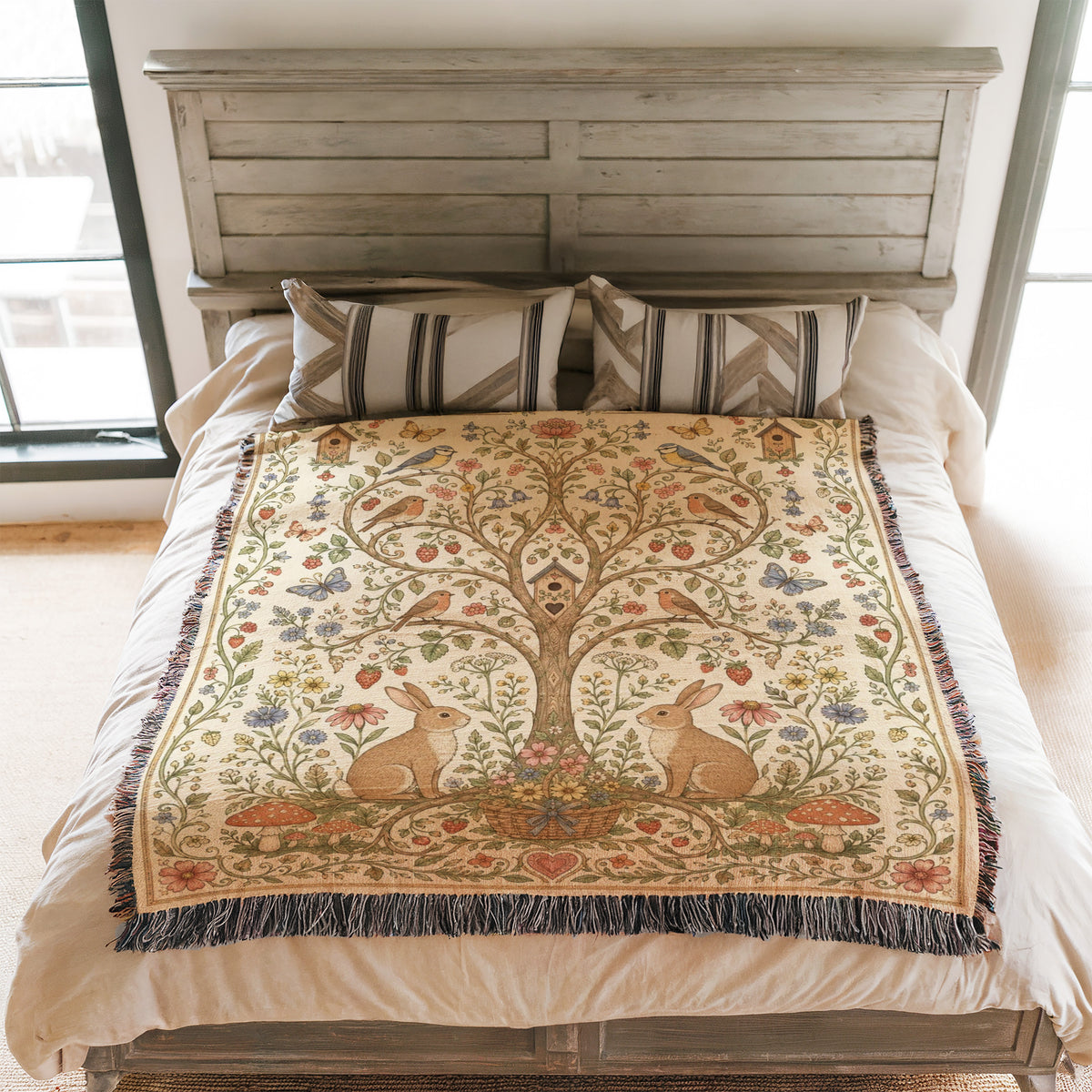 Rabbit Garden Tree of Life Blanket