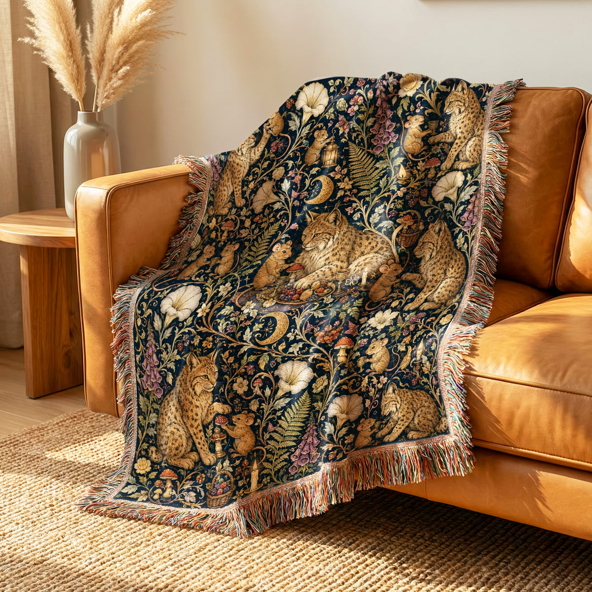 The Moonlit Lynx Feast Blanket