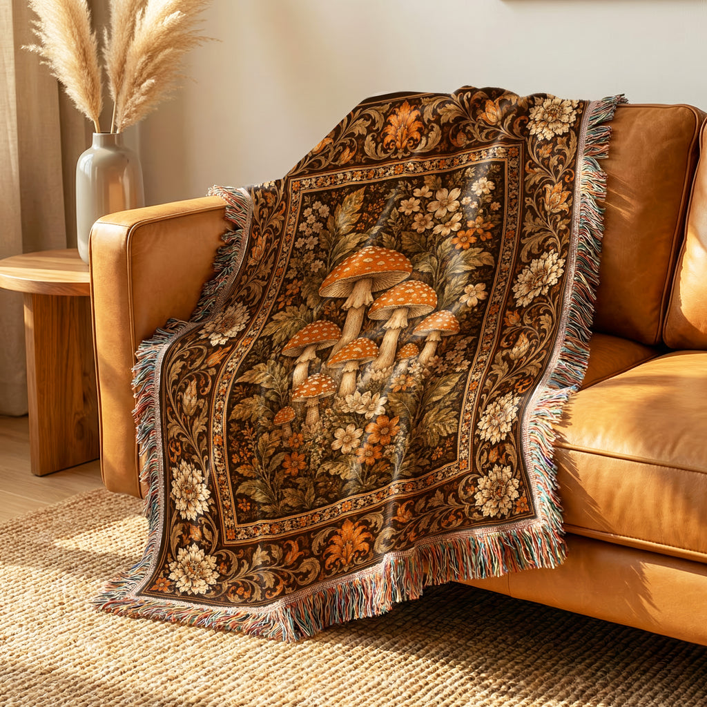 Autumn Toadstool Tapestry Blanket