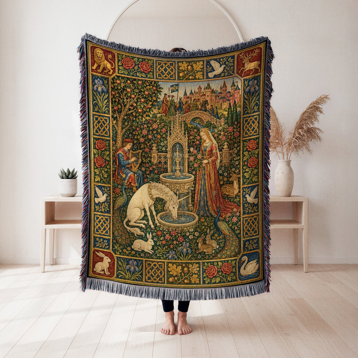 The Unicorn Fountain Garden Blanket