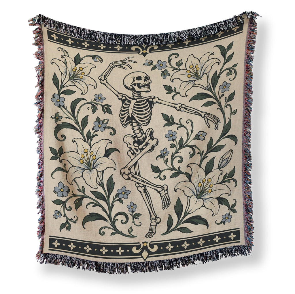 Dancing Skeleton & Lilies Blanket