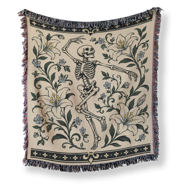 Dancing Skeleton & Lilies Blanket