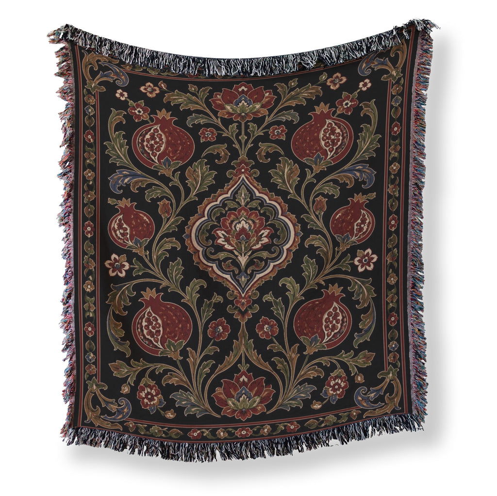 The Midnight Pomegranate Tapestry Blanket