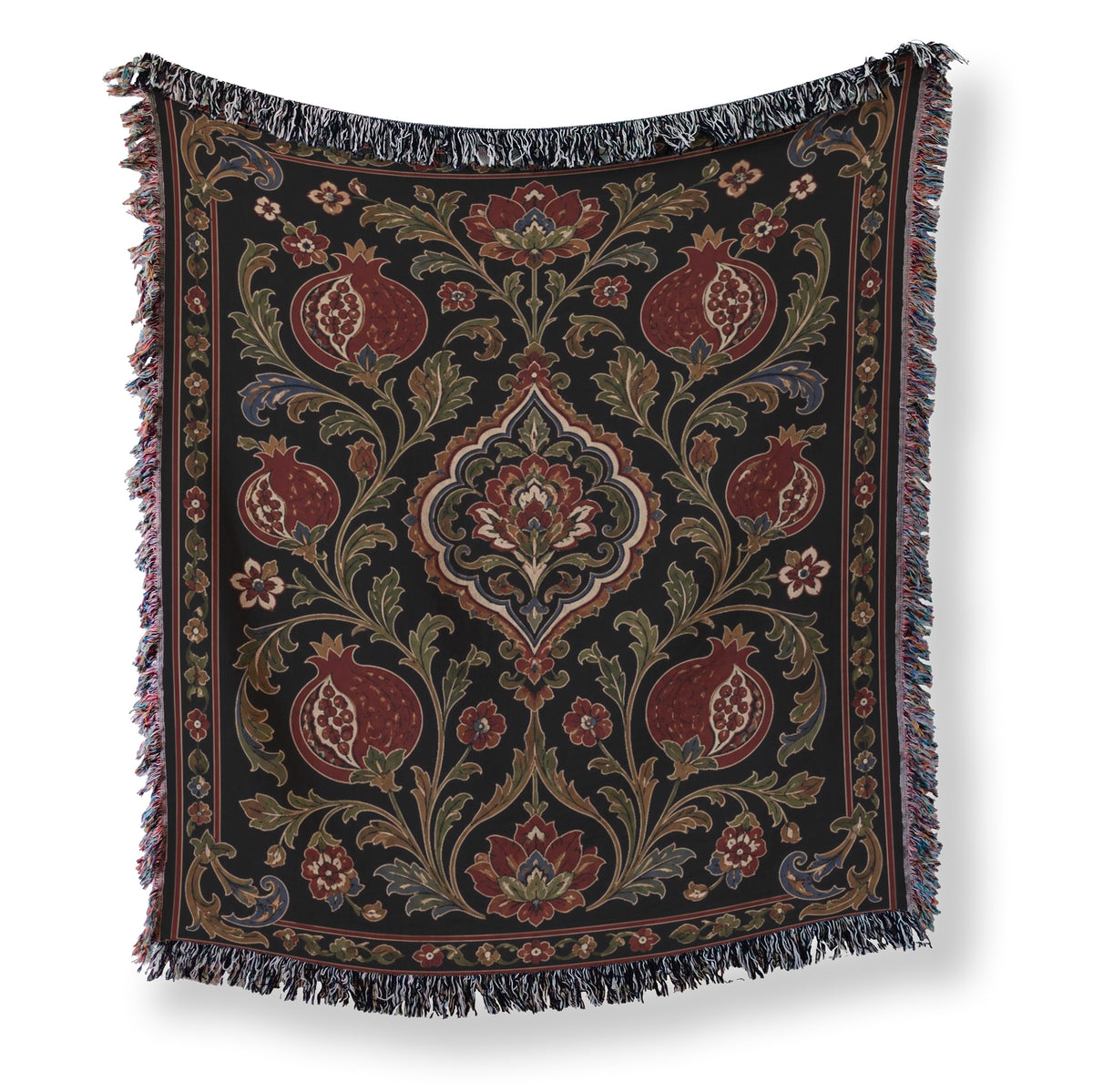 The Midnight Pomegranate Tapestry Blanket