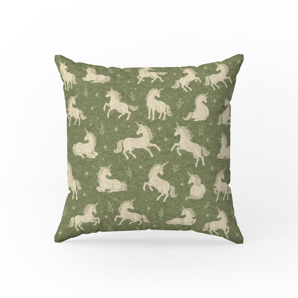 Starlight Unicorns – Sage Green Pillow