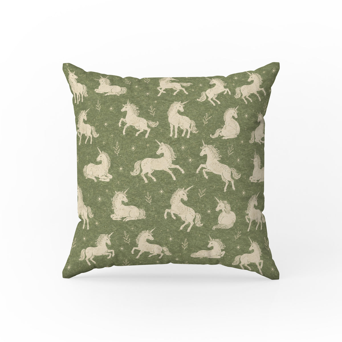 Starlight Unicorns – Sage Green Pillow
