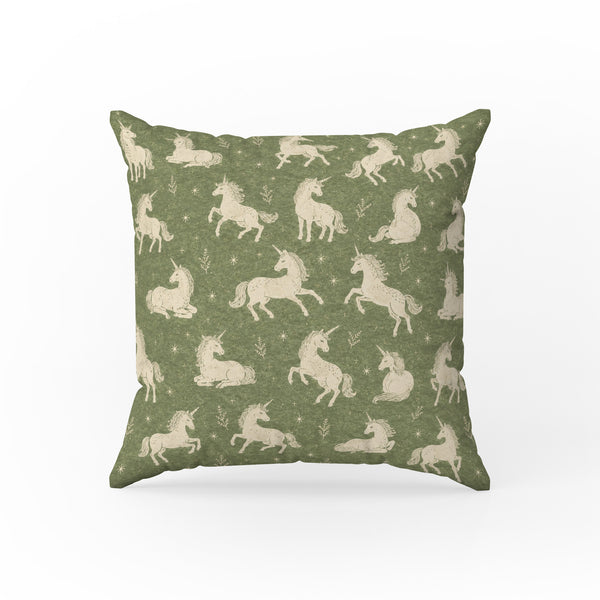Starlight Unicorns – Sage Green Pillow