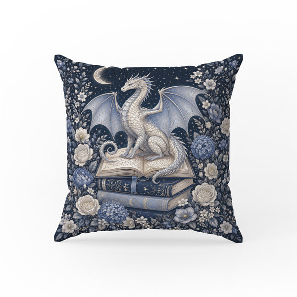 Silver Dragon Library – Blue Fantasy Pillow