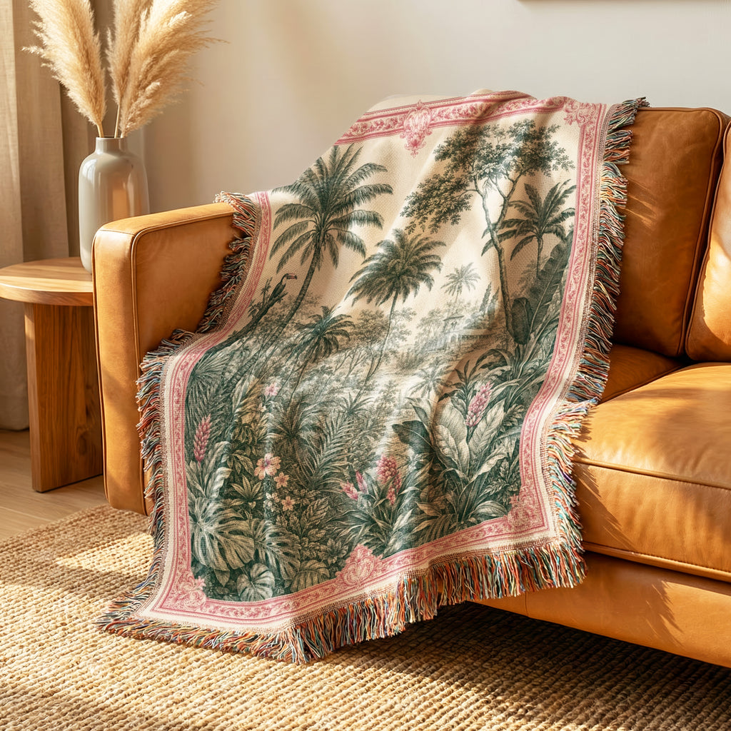 Rose Border Palm Garden Blanket
