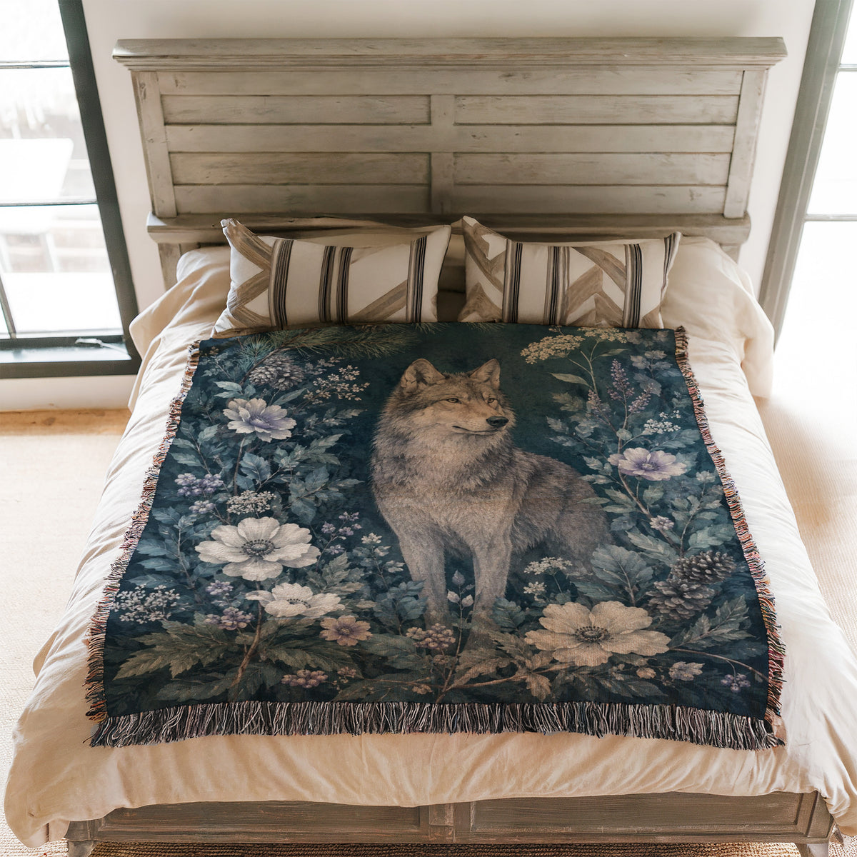 Blue Moon Wolf Blanket