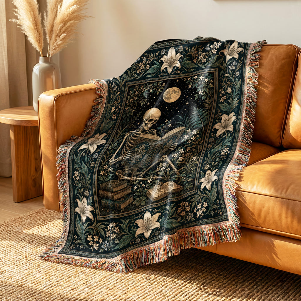Moonlit Skeleton Reader Blanket