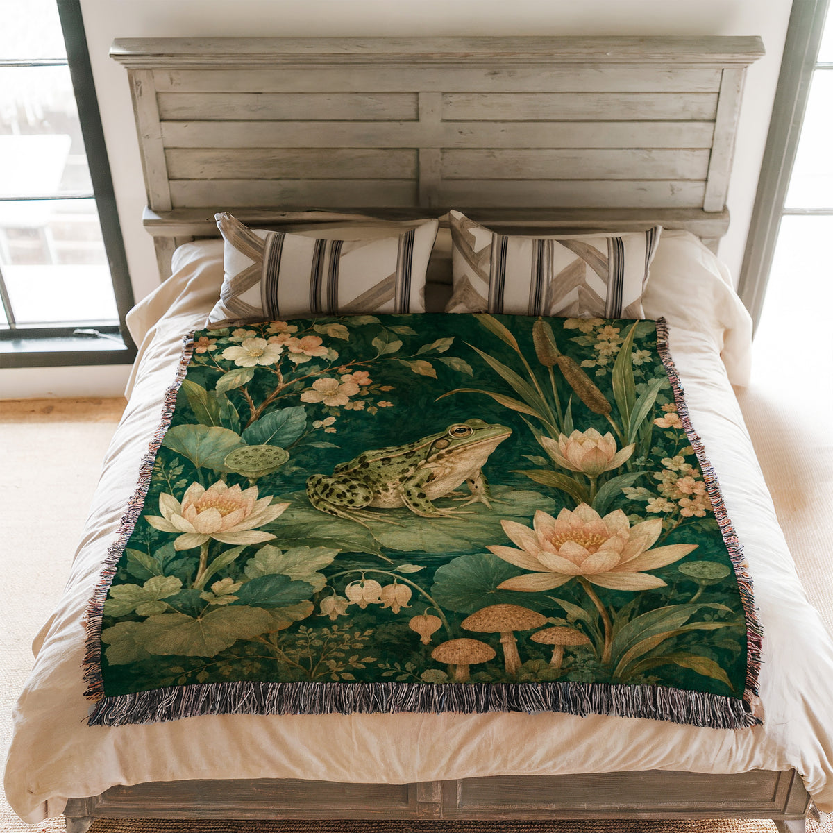 Water Lily Frog Garden Blanket