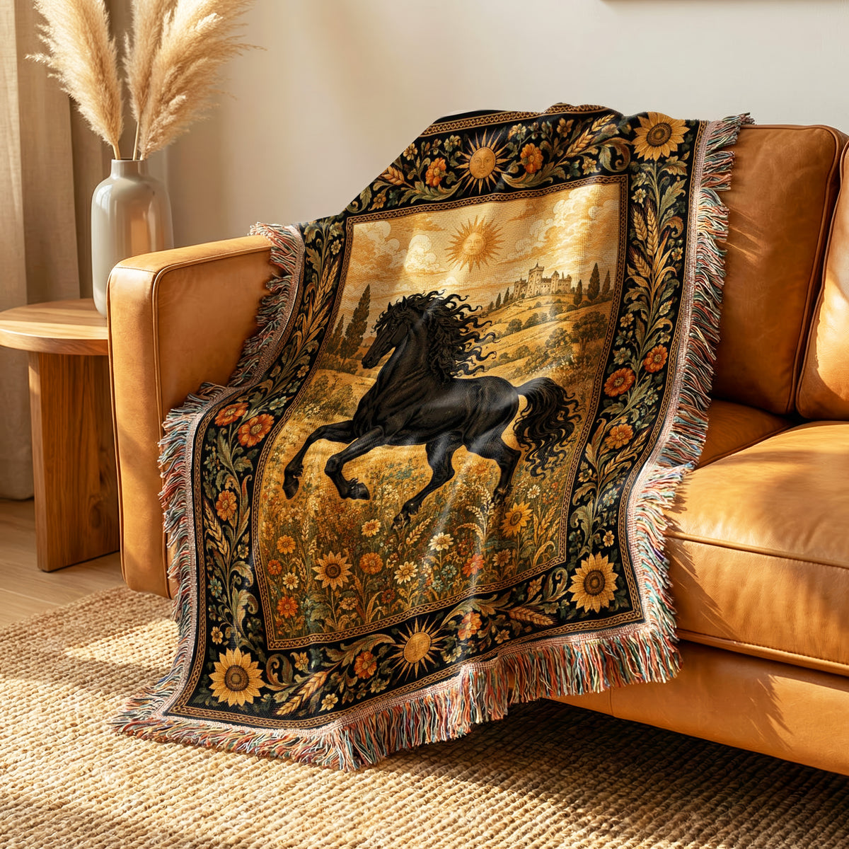 The Sunlit Black Horse Blanket