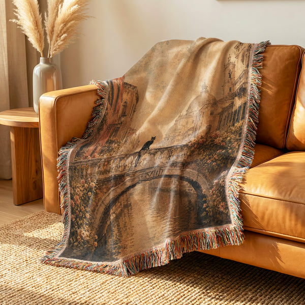 Vintage Venice Black Cat Blanket
