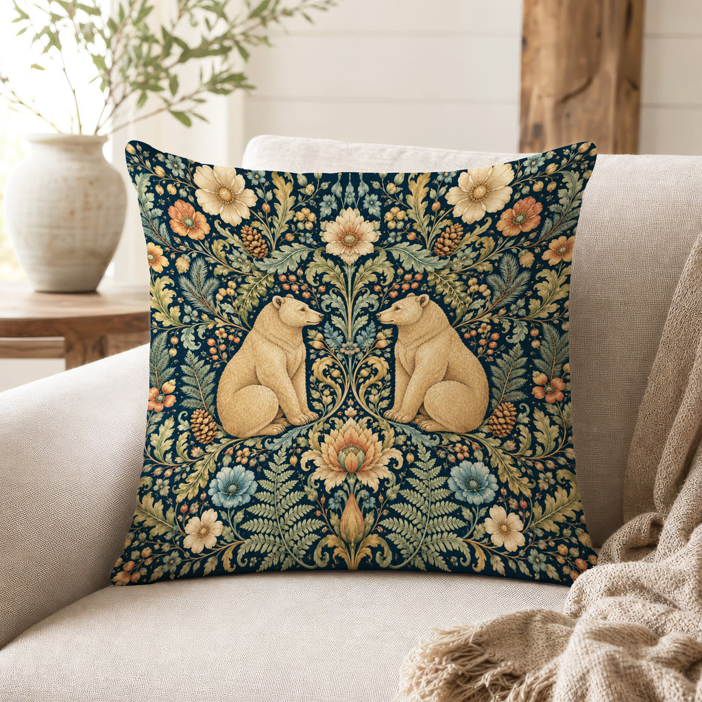 The Bear Garden – Ornate Woodland Pillow