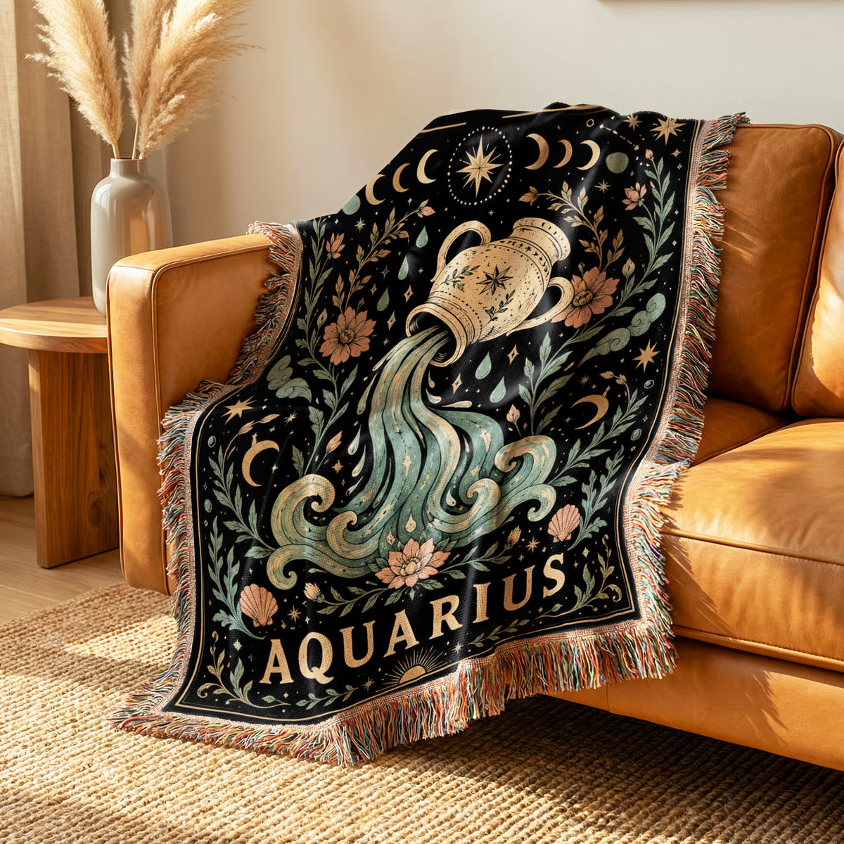 Aquarius Water Bearer Zodiac Blanket