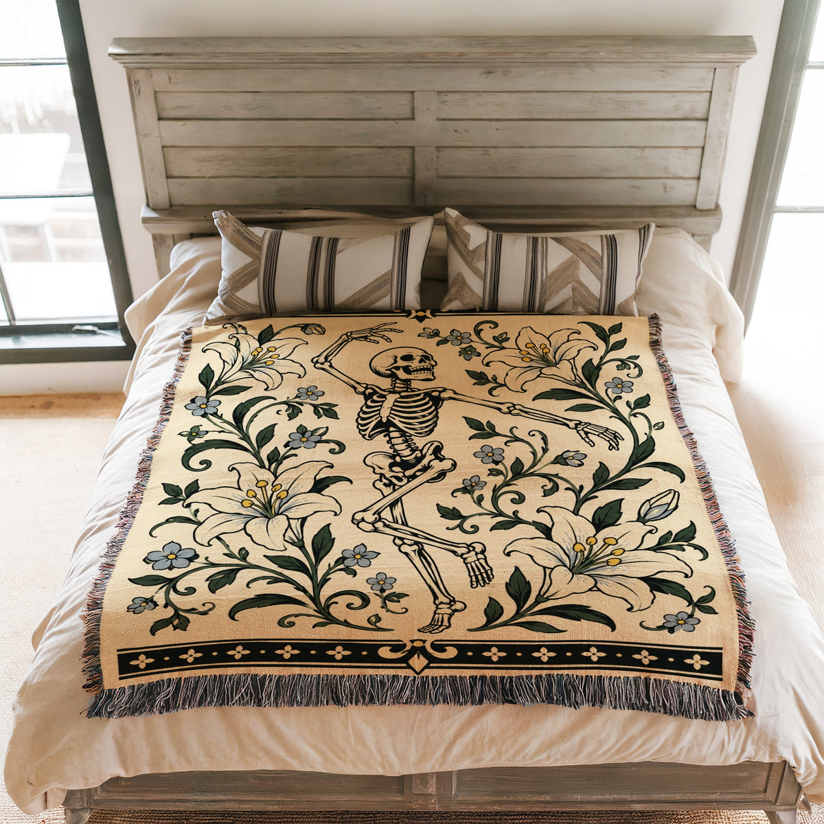 Dancing Skeleton & Lilies Blanket