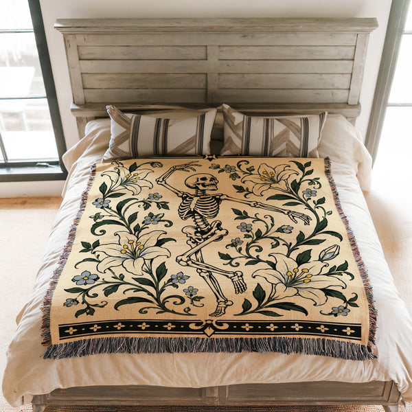Dancing Skeleton & Lilies Blanket