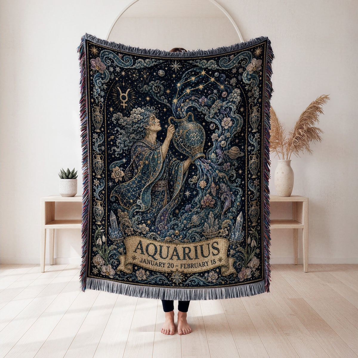 Aquarius Celestial Water Bearer Blanket
